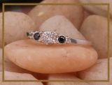 0.20 Carat (ctw) Sterling Silver Round Black And White Diamond Ladies 3 stone Engagement Promise Ring 1/5 CT