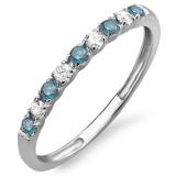 0.25 Carat (ctw) 14k White Gold Round Blue And White Diamond Ladies Anniversary Wedding Band Enhancer Guard 1/4 CT