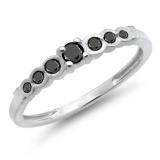 0.25 Carat (ctw) 10K White Gold Round Black Diamond Anniversary Wedding Band Stackable Ring 1/4 CT