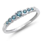 0.25 Carat (ctw) 14K White Gold Round Blue Diamond Anniversary Wedding Band Stackable Ring 1/4 CT