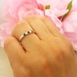 0.25 Carat (ctw) 10k White Gold Round Blue Sapphire And White Diamond 5 Stone Ladies Anniversary Wedding Band Ring 1/4 CT