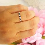 0.25 Carat (ctw) 10k White Gold Round Blue Sapphire And White Diamond 5 Stone Ladies Anniversary Wedding Band Ring 1/4 CT