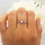 0.20 Carat (ctw) 10k White Gold Round Blue Sapphire And White Diamond 3 Stone Ladies Bridal Engagement Promise Ring 1/5 CT