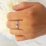 0.20 Carat (ctw) 10k White Gold Round Blue Sapphire And White Diamond 3 Stone Ladies Bridal Engagement Promise Ring 1/5 CT