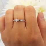 0.20 Carat (ctw) 10k White Gold Round Blue Sapphire And White Diamond 3 Stone Ladies Bridal Engagement Promise Ring 1/5 CT