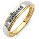 0.12 Carat (ctw) 10K Two-Tone Round Black Diamond Men's Seven Stone Wedding Band