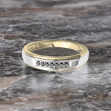 0.12 Carat (ctw) 18K Yellow Gold Plated Sterling Silver Round Black Diamond Men's Seven Stone Wedding Band