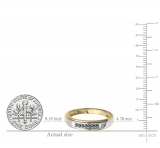 0.12 Carat (ctw) 18K Yellow Gold Plated Sterling Silver Round Black Diamond Men's Seven Stone Wedding Band