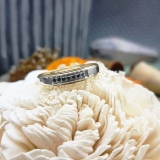 0.12 Carat (ctw) 18K Yellow Gold Plated Sterling Silver Round Blue Diamond Men's Seven Stone Wedding Band