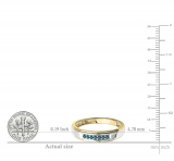0.12 Carat (ctw) 18K Yellow Gold Plated Sterling Silver Round Blue Diamond Men's Seven Stone Wedding Band