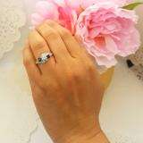 1.00 Carat (ctw) 14k White Gold Round Blue Sapphire And White Diamond Ladies Swirl Engagement 3 Stone Bridal Ring 1 CT