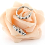 0.86 Carat (ctw) Sterling Silver Black and White Round Diamond Ladies Hoop Earrings