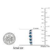 0.86 Carat (ctw) Sterling Silver Blue and White Round Diamond Ladies Hoop Earrings