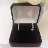 0.35 Carat (ctw) 10K White Gold Round Blue & White Diamonds Ladies Fancy J Shaped Hoop Earrings 1/3 CT