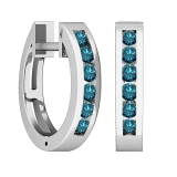 0.36 Carat (ctw) 14k White Gold Round Blue Diamond Ladies Huggie Hoop Earrings 1/3 CT
