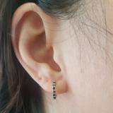 0.33 Carat (ctw) 18k White Gold Round Black Diamond Ladies Huggies Hoop Earrings 1/3 CT