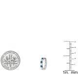0.33 Carat (ctw) 10k White Gold Round Blue & White Diamond Ladies Huggies Hoop Earrings 1/3 CT
