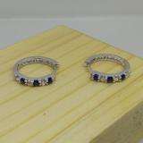 0.33 Carat (ctw) 14k White Gold Round Blue Sapphire & White Diamond Ladies Huggies Hoop Earrings 1/3 CT