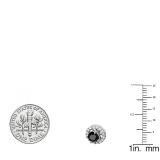 1.10 Carat (ctw) 10k White Gold Round Black & White Diamond Ladies Halo Stud Earrings With Removable Jackets 1 1/10 CT