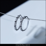 0.25 Carat (ctw) 10K White Gold Round White & Black Diamond Ladies Fine Dainty Hoop Earrings 1/4 CT