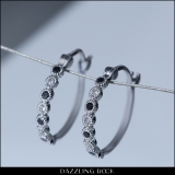 0.25 Carat (ctw) 10K White Gold Round White & Black Diamond Ladies Fine Dainty Hoop Earrings 1/4 CT
