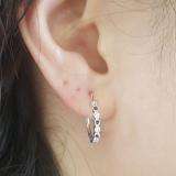 0.25 Carat (ctw) 10K White Gold Round White Diamond & Blue Sapphire Ladies Fine Dainty Hoop Earrings 1/4 CT