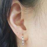 0.25 Carat (ctw) 10K White Gold Round White Diamond & Blue Sapphire Ladies Fine Dainty Hoop Earrings 1/4 CT