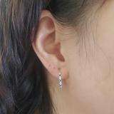 0.25 Carat (ctw) 10K White Gold Round White Diamond & Blue Sapphire Ladies Fine Dainty Hoop Earrings 1/4 CT