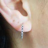 0.25 Carat (ctw) 10K White Gold Round Blue Sapphire Ladies Fine Dainty Hoop Earrings 1/4 CT