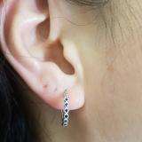 0.25 Carat (ctw) 10K White Gold Round Blue Sapphire Ladies Fine Dainty Hoop Earrings 1/4 CT