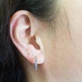 0.25 Carat (ctw) 10K White Gold Round Blue Sapphire Ladies Fine Dainty Hoop Earrings 1/4 CT