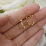 0.25 Carat (ctw) 10K Yellow Gold Round Black & White Diamond Ladies Fancy J Shaped Hoop Earrings 1/4 CT