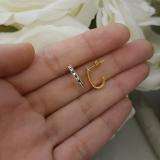 0.25 Carat (ctw) 10K Yellow Gold Round Blue Sapphire & White Diamond Ladies Fancy J Shaped Hoop Earrings 1/4 CT