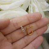 0.25 Carat (ctw) 10K Yellow Gold Round Blue Sapphire & White Diamond Ladies Fancy J Shaped Hoop Earrings 1/4 CT