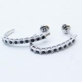 0.25 Carat (ctw) Sterling Silver Round Blue Diamond Ladies Hoop Earrings 1/4 CT