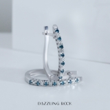 0.25 Carat (ctw) 10K White Gold Round Blue & White Diamond Ladies Hoop Earrings 1/4 CT