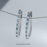 0.25 Carat (ctw) 14K White Gold Round Blue & White Diamond Ladies Hoop Earrings 1/4 CT