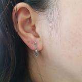 0.25 Carat (ctw) 14K White Gold Round Blue Diamond Ladies Hoop Earrings 1/4 CT