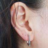 0.25 Carat (ctw) 14K White Gold Round Blue Diamond Ladies Hoop Earrings 1/4 CT