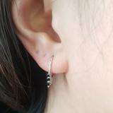 0.25 Carat (ctw) 10K White Gold Round Black Diamond Ladies 3 Stone Hoop Earrings 1/4 CT
