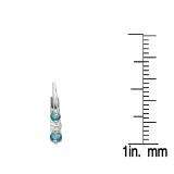 0.25 Carat (ctw) 10K White Gold Round Blue and White Diamond Ladies 3 Stone Hoop Earrings 1/4 CT