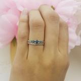 0.45 Carat (ctw) 14k White Gold Round Blue And White Diamond Ladies 5 Stone Bridal Engagement Ring Matching Band Set