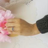 0.45 Carat (ctw) 14k White Gold Round Blue And White Diamond Ladies 5 Stone Bridal Engagement Ring Matching Band Set