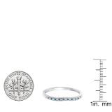 0.10 Carat (ctw) 14K White Gold Round Blue & White Diamond Ladies Anniversary Wedding Matching Band Stackable Ring 1/10 CT