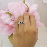 0.45 Carat (ctw) 14k White Gold Round Blue Sapphire And White Diamond Ladies 5 Stone Bridal Engagement Ring Matching Band Set
