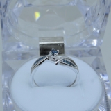 0.25 Carat (ctw) 10k White Gold Round Blue Diamond Crossover Split Shank Ladies Bridal Promise Engagement Ring 1/4 CT
