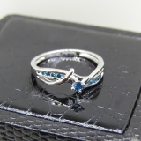 0.25 Carat (ctw) 10k White Gold Round Blue Diamond Crossover Split Shank Ladies Bridal Promise Engagement Ring 1/4 CT