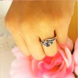 0.90 Carat (ctw) 10k White Gold Round Black Diamond Ladies Swirl Bridal Engagement Ring Matching Band Set