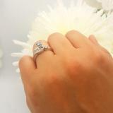 0.90 Carat (ctw) 10k White Gold Round Blue And White Diamond Ladies Swirl Bridal Engagement Ring Matching Band Set