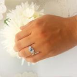 0.90 Carat (ctw) 10k White Gold Round Blue And White Diamond Ladies Swirl Bridal Engagement Ring Matching Band Set